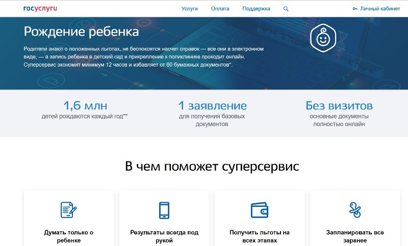 superservis rozhdenie rebenka